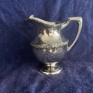 Vintage Crescent Silverplate Water Pitcher with Gadrooned Decoration & Ice Lip